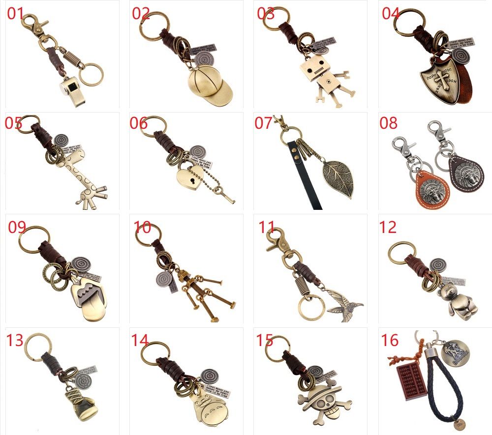 Giraffe Robot Bear Hat Butterfly Comb Bike Spike Corss Vintage Leather Keychain Cartoon Animal Skull Key Giraffe Robot Bear Hat Butterfly Comb Bike Spike Corss Vintage Leather Keychain Cartoon Animal Skull Key