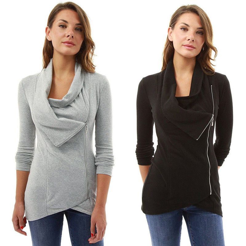 oblique zipper hoodie women's