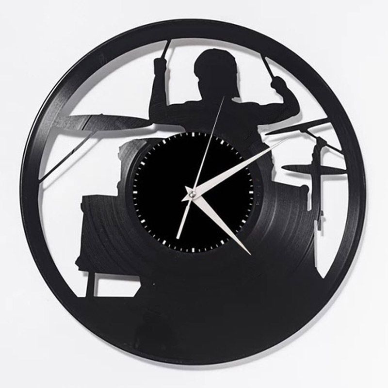 Drum Vinyl Wall Clock LP Record Home Decor Handmade Art Personality