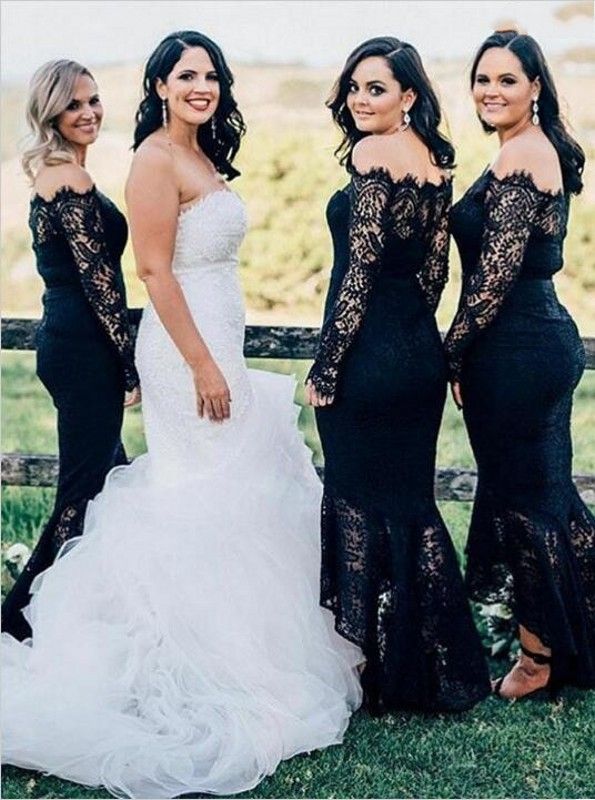 strapless black bridesmaid dresses long