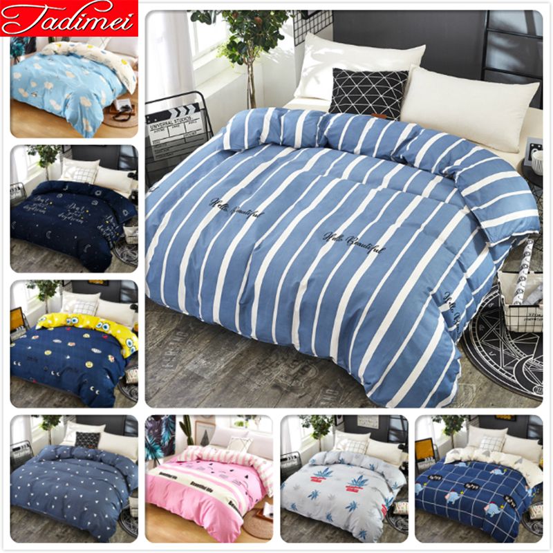 2019 Blue White Stripe Duvet Cover Adult Kids Child Soft Cotton