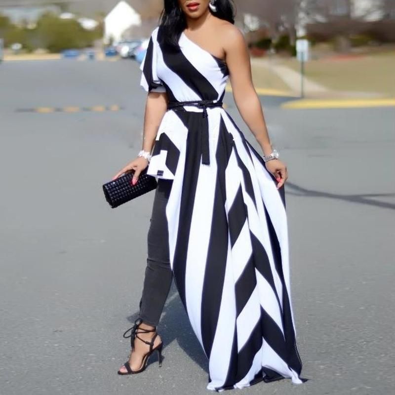 Mujeres 2019 Moda de Estilo Casual Elegante Camisa de Fiesta Hembra Un Hombro Contraste