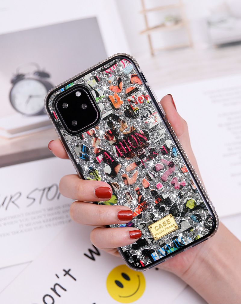 Luxury Designer Shell Glitter Phone Case With Side Shiny Diamond Case