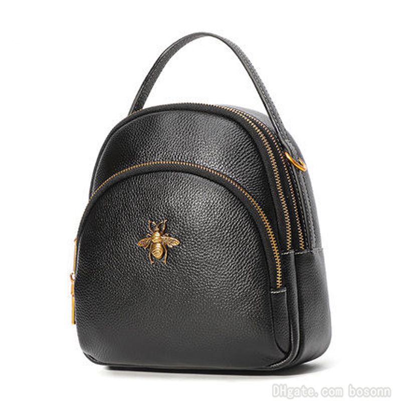 mini backpack leather black