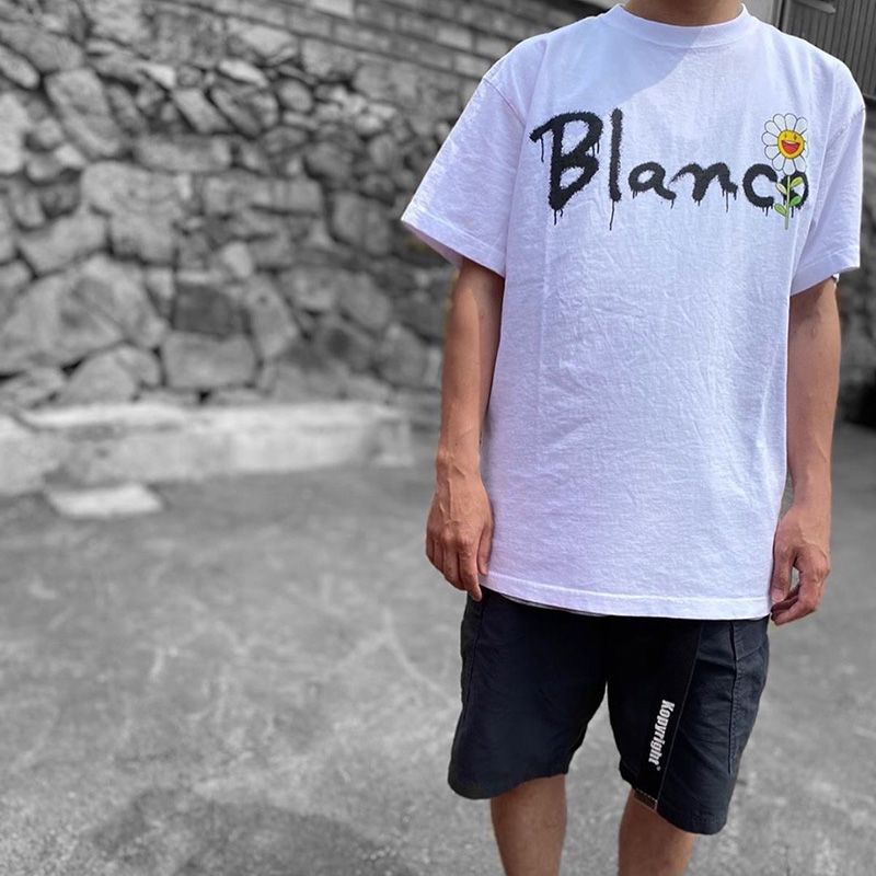 J Balvin Takashi Murakami Blanco Spray Paint Tee Harajuku Fashion