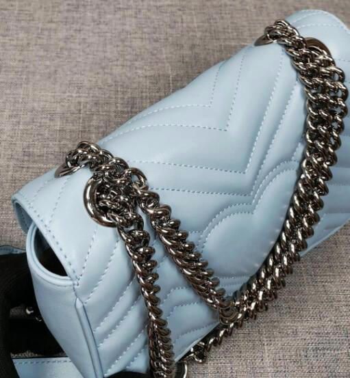 5A High Quality Women Fashion Silver Chain Straps Marmont Luxury Designer Bags Leather Crossbody