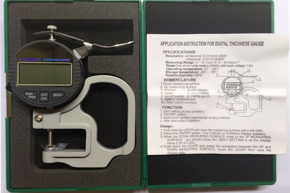Digital Micrometer Thickness Gauge Range 0 12.7mm, Accuracy 0.001mm
