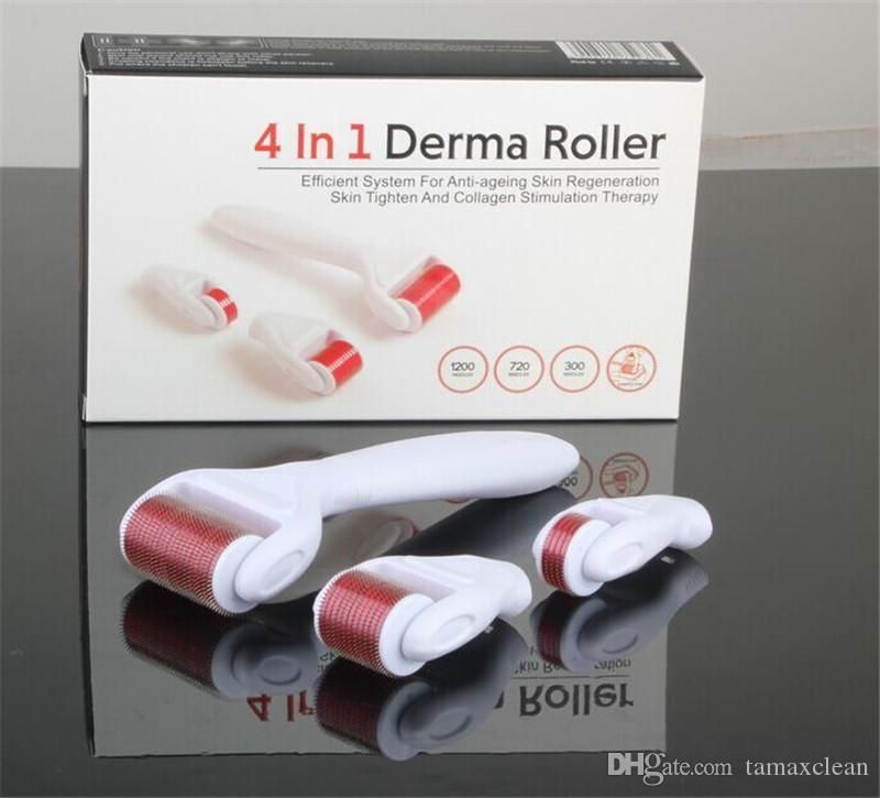4 In 1 Derma Roller Microneedle Derma Roller Kit For Face Body Titanium Microneed Dermaroller 