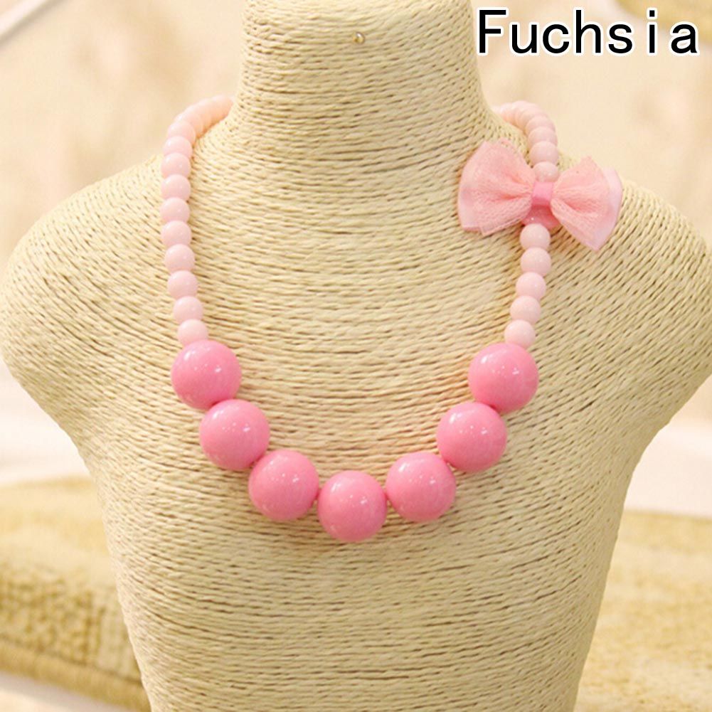 2018 Collar de Perlas de Joyería Moda Niña Bebé Niños Princesa Bubblegum Collar Para La