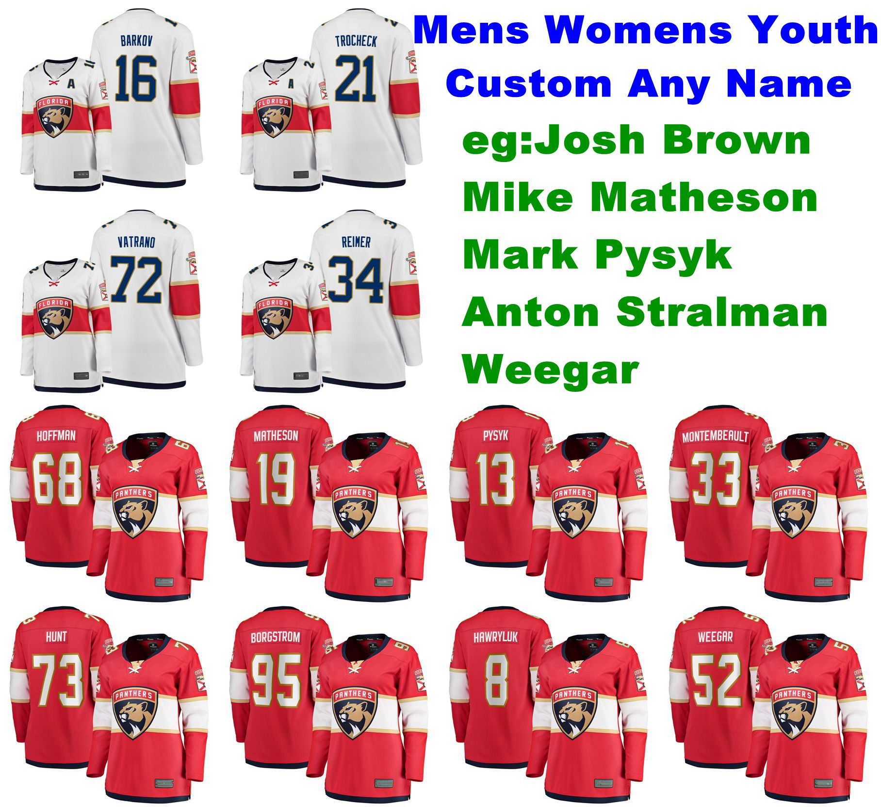 Florida Panthers Jerseys Josh Brown Jersey Mike Matheson Mark Pysyk Anton Stralman MacKenzie Weegar Hockey Jerseys Womens Customize Stitched