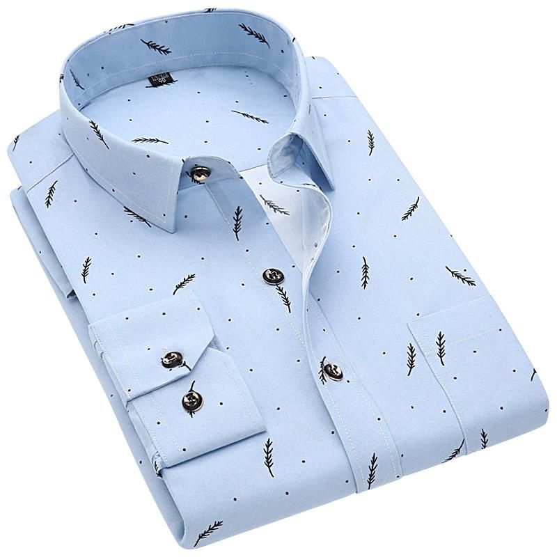 Floral Print Men Shirts Long Sleeve Mens Casual Shirt Slim Men Flower Printing