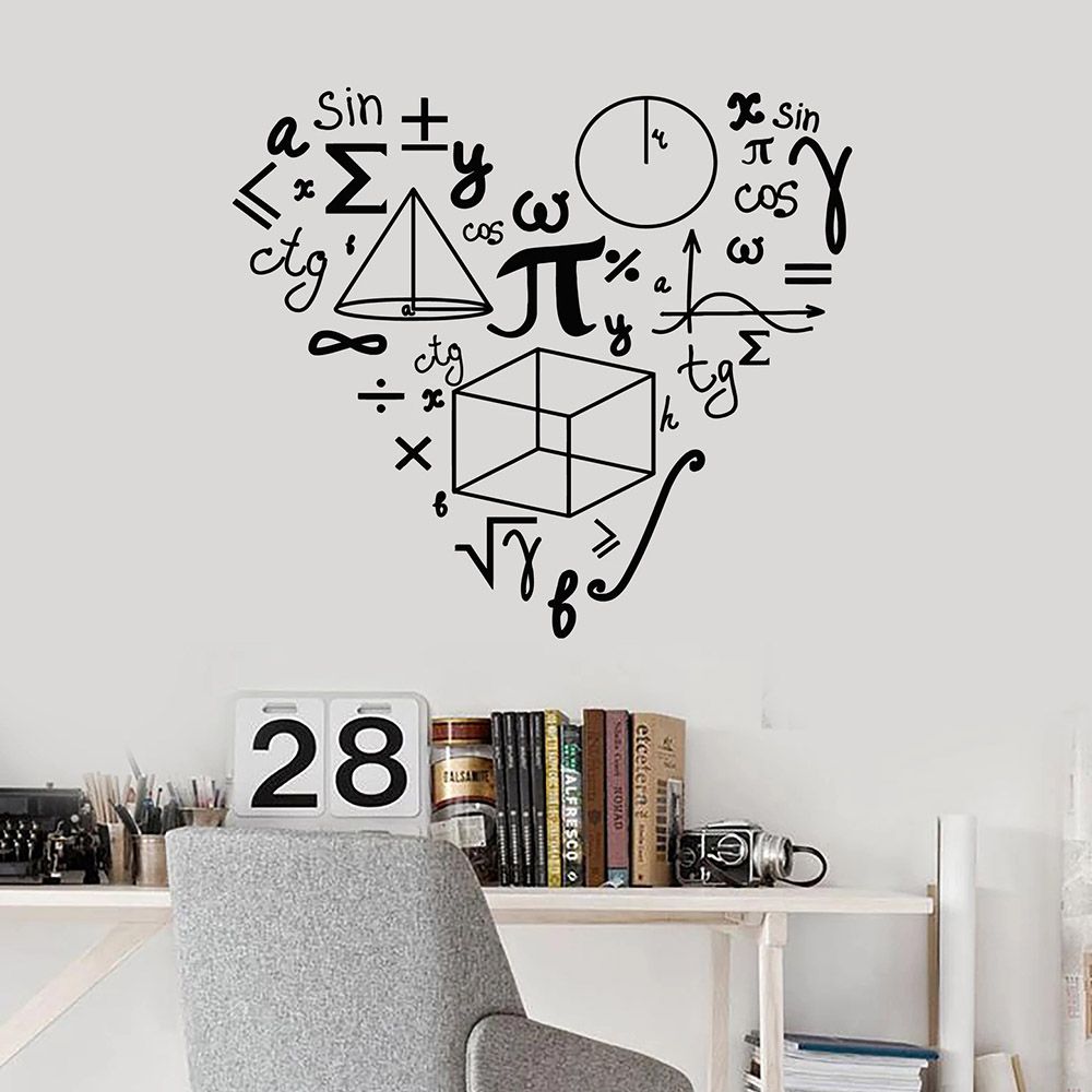 Mathematics Love Pattern Wall Stickers For School Math Vinyl Wall