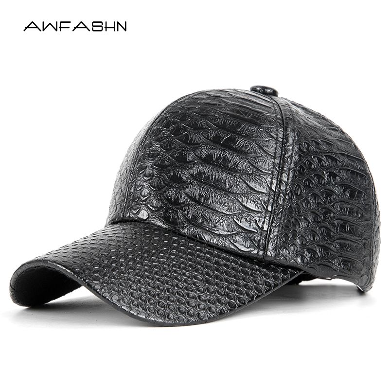 womens black leather baseball hat