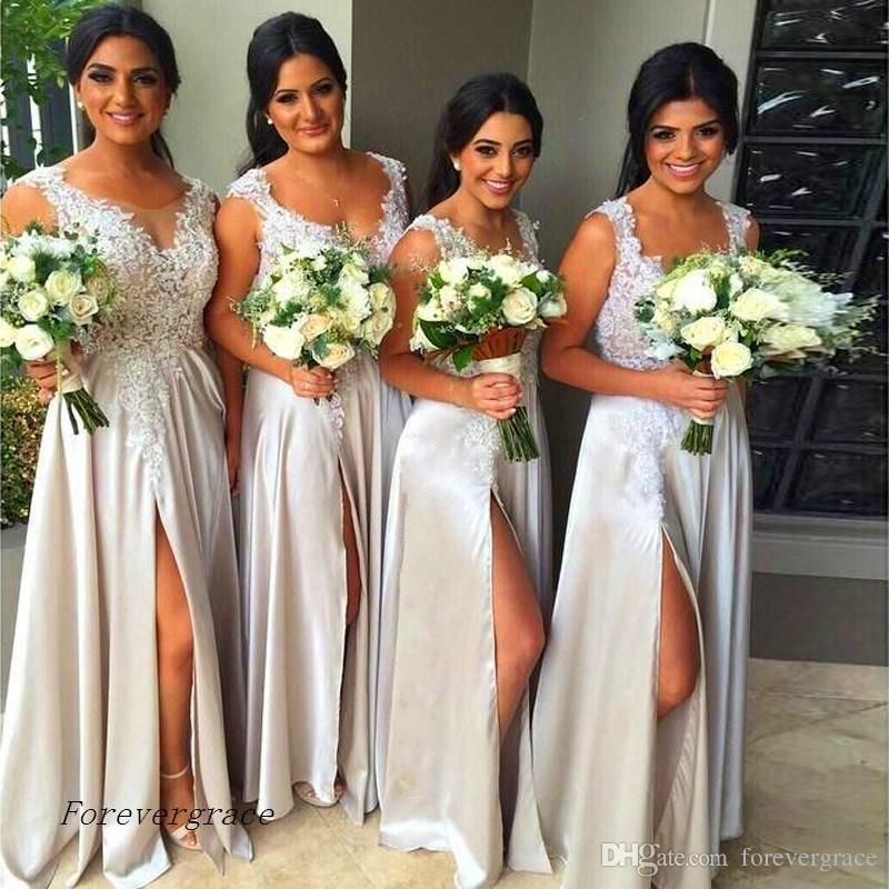 gray and yellow bridesmaid dresses