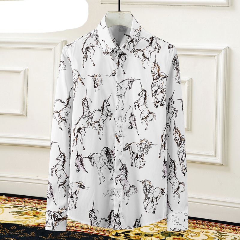 casual totem print long sleeve shirt