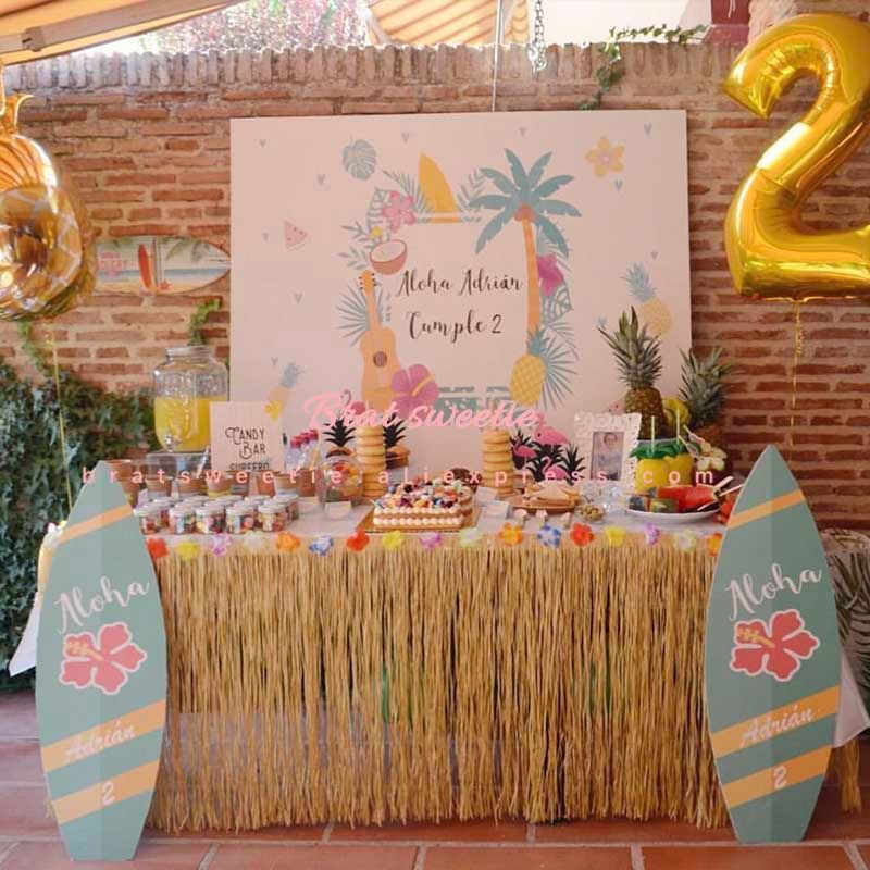 Hawaiian Party Decorations Luau Tropical Artificial Flowers Grass