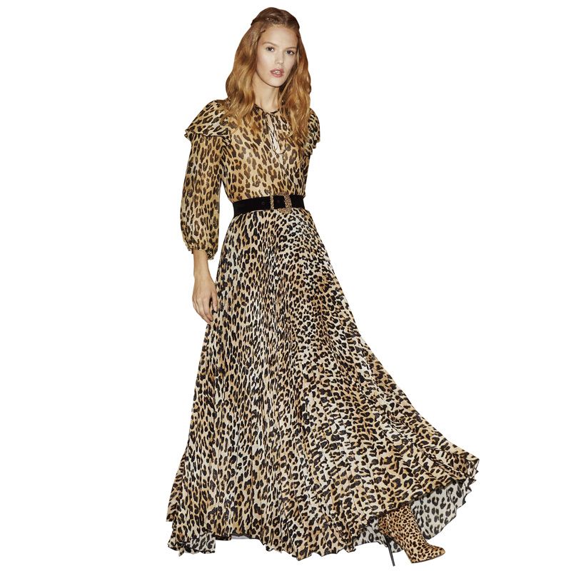 pleated leopard dress