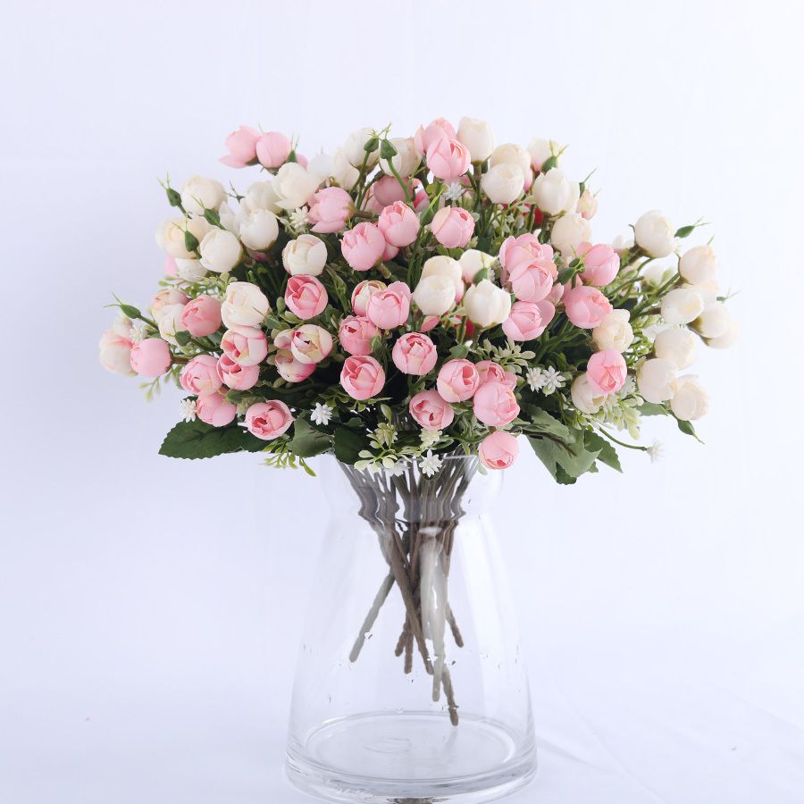 Branco mini seda rosa flores artificiais para decoração de casamento noiva  falsificada buquê de flores diy decor decoração de arte acessórios para vaso