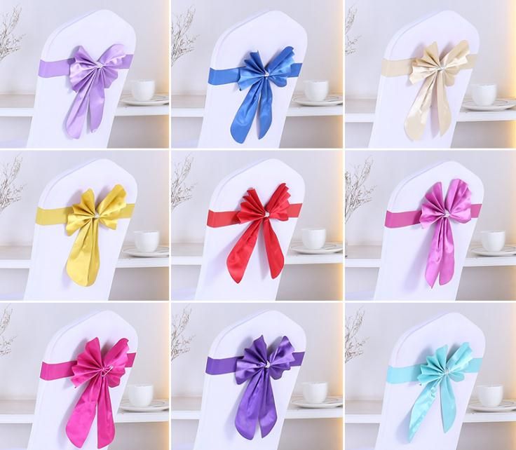 Spandex Wedding Chair Sashes Wholesale Bow Bowknot Chiffon Willow