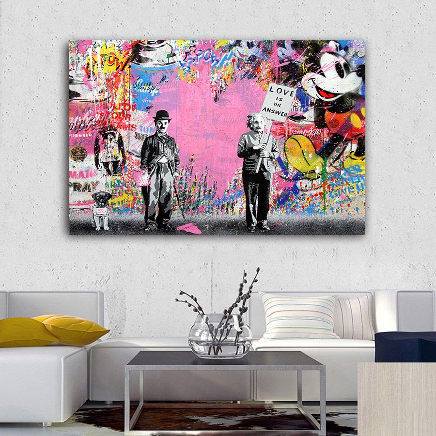 2020 Einstein Chaplin Art Street Wall Graffiti Art Banksy Home Decor Handpainted Hd Print Oil Paintings On Canvas Wall Art Pictures 200120 From N888 22 39 Dhgate Com