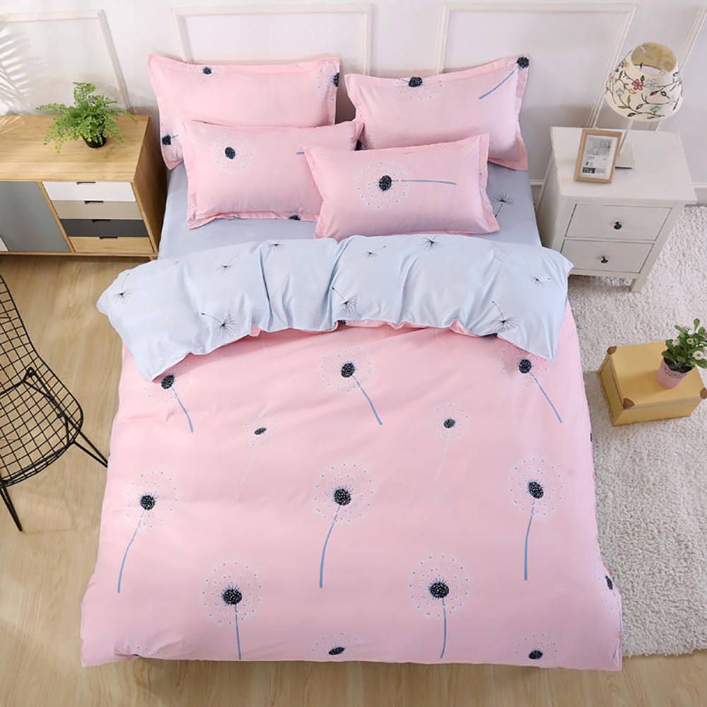 Dandelion Bedding Set For Girls Simple Sweet Fantasy Pink Duvet