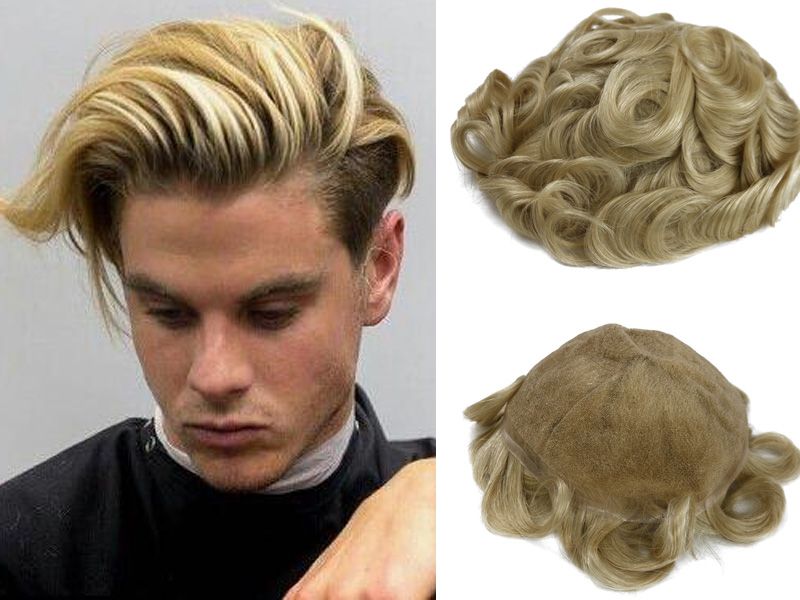 Free Shipping Ash Blonde Color Toupee for Men Full Lace Men's Wig Hair  Pieces Brazilian Human Hair Replacement