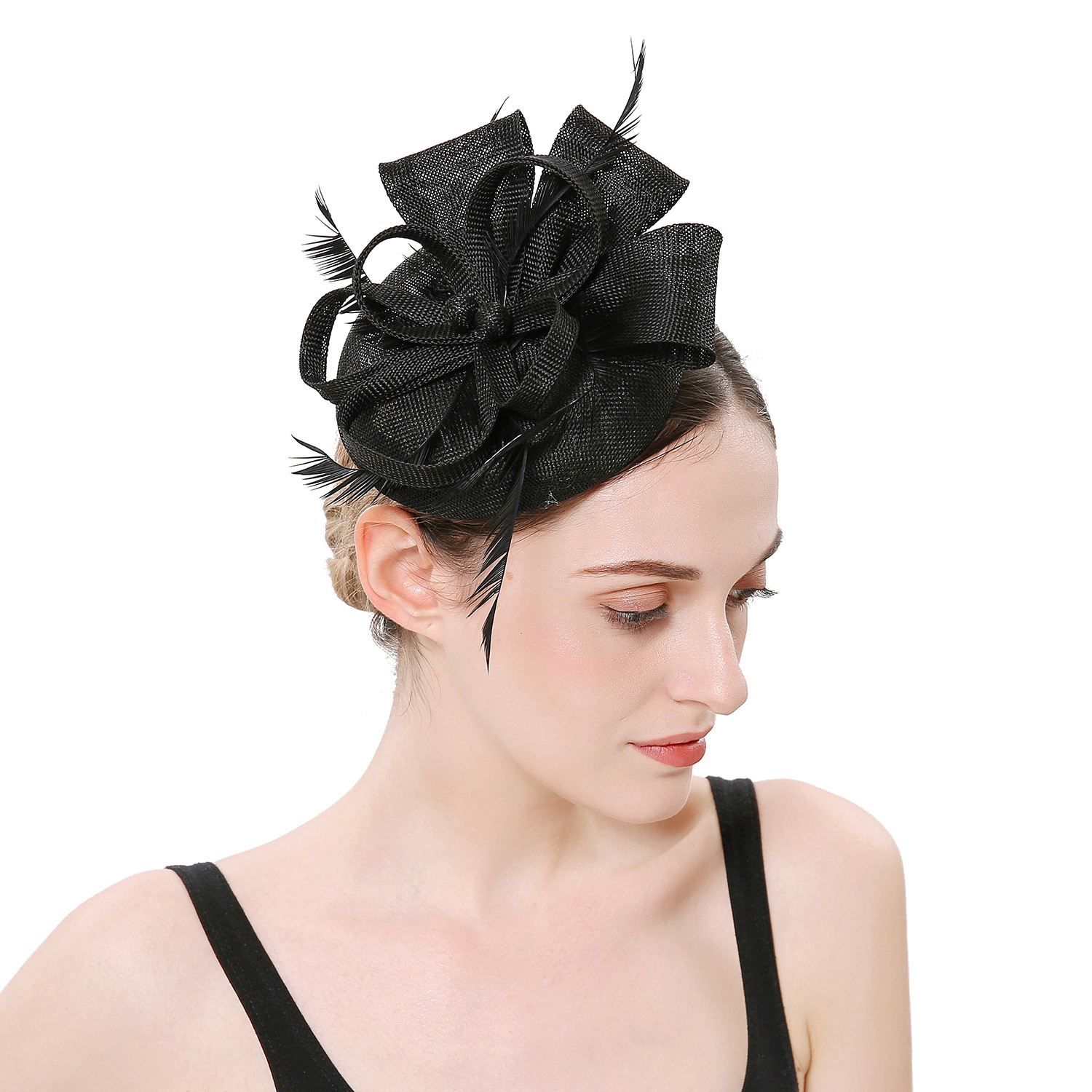 Ladies Feather Mesh Banquet Small Top Hat Party Hair Accessory