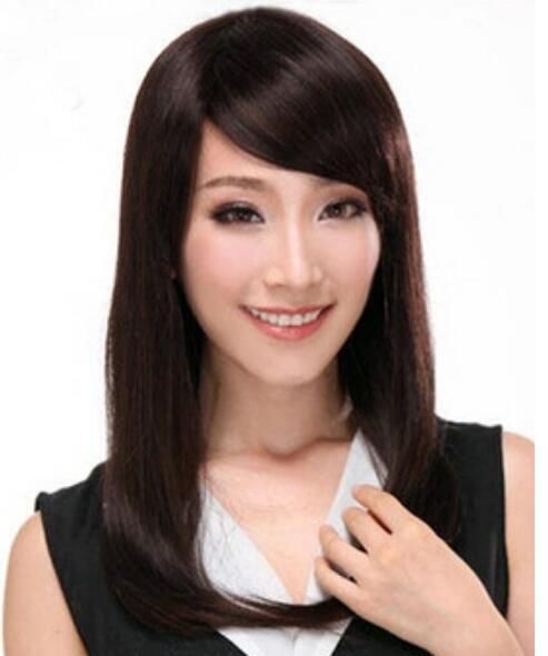 Lady Sexy Brown Rose Cap Wig Medium Long Straight Silky Hair