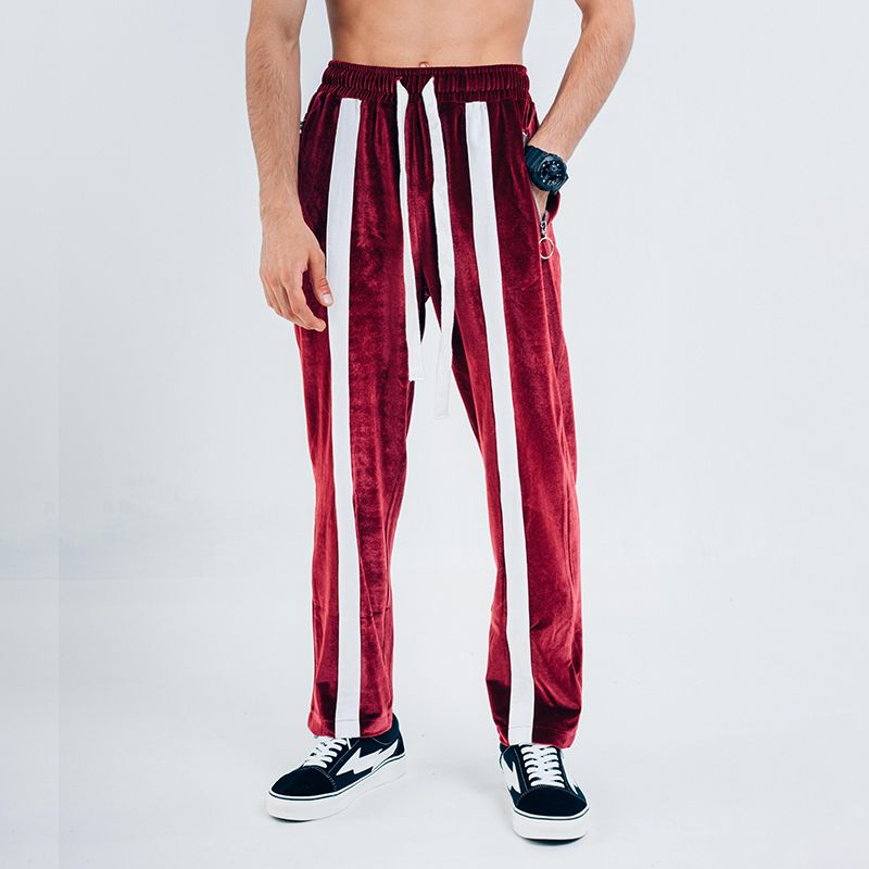mens red velvet pants