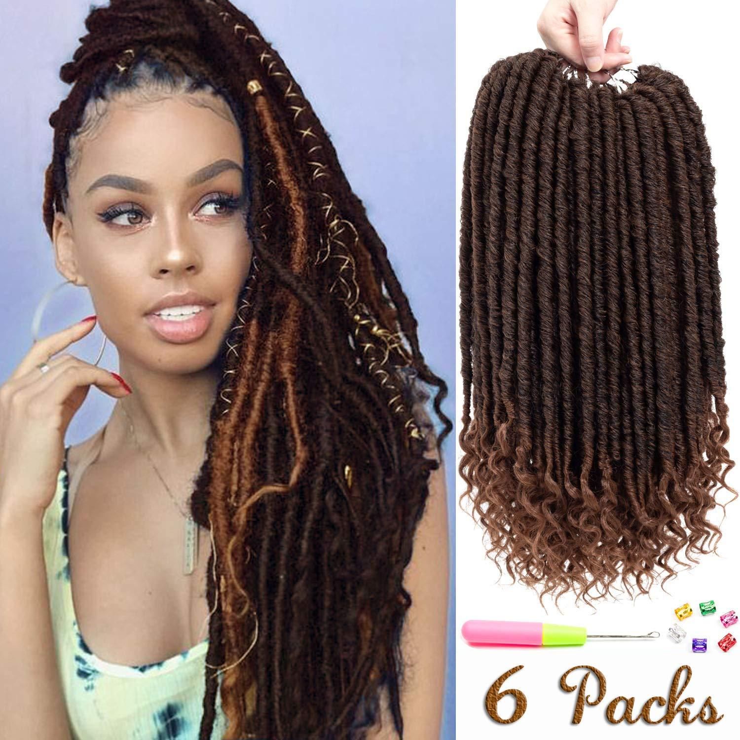 2020 Full Head Goddess Locs Crochet Hair With Curly Ends 16inch