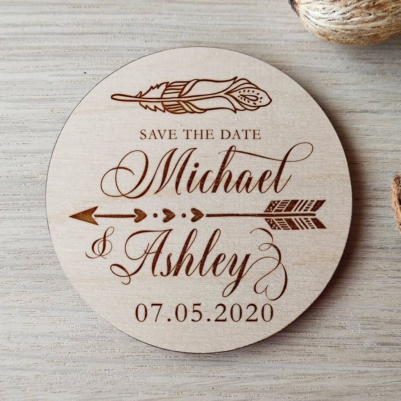 Boho Arrow Save The Date Magnet Wooden Wedding Save The Date