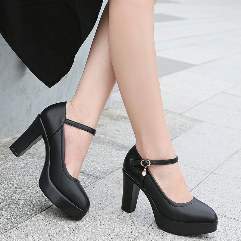 black platform work shoes