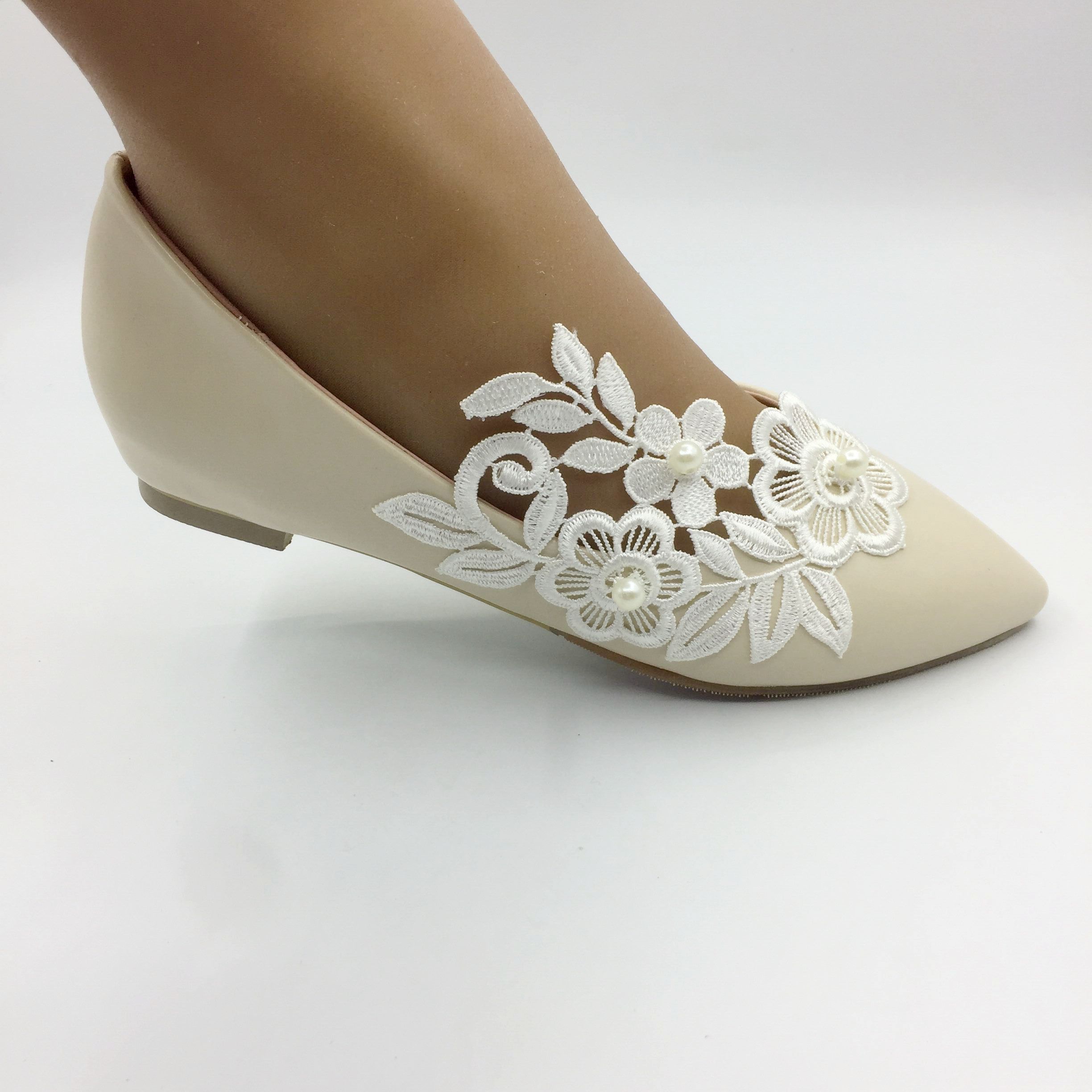 champagne flat wedding shoes