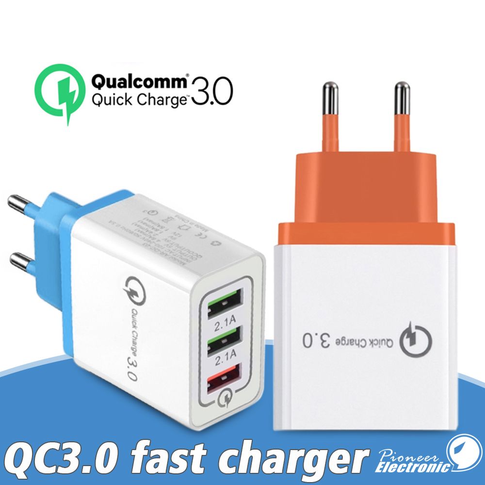 Qc 3 0 Cargador De Pared 3 Puertos Adaptador De Viaje Cargo Rápido Multi Usb Adaptadores De