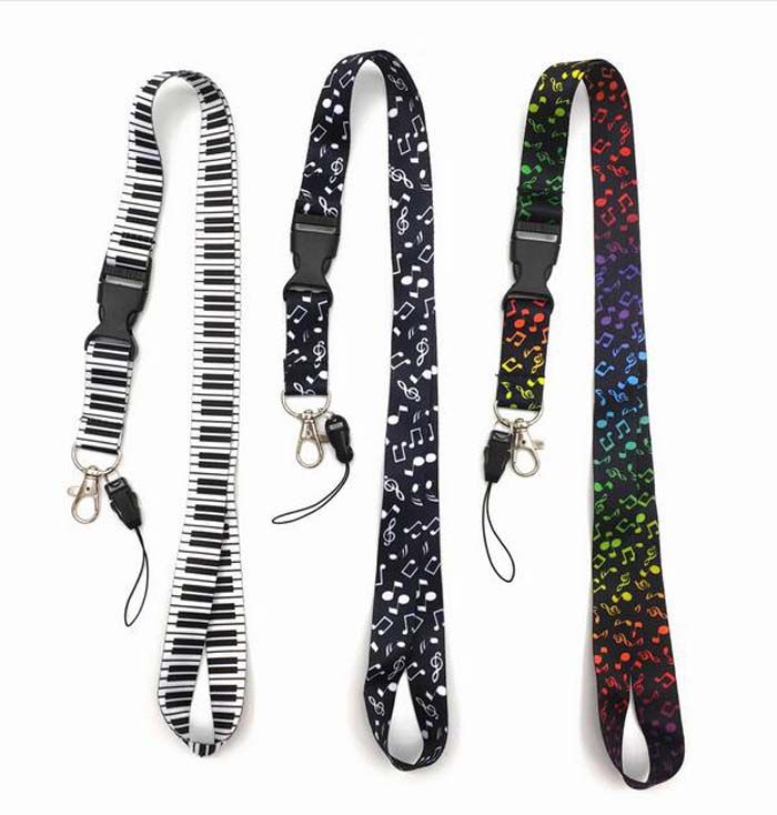3 Style Musical Note Piano Keyboard Neck Strap Lanyards For Key ID Card
