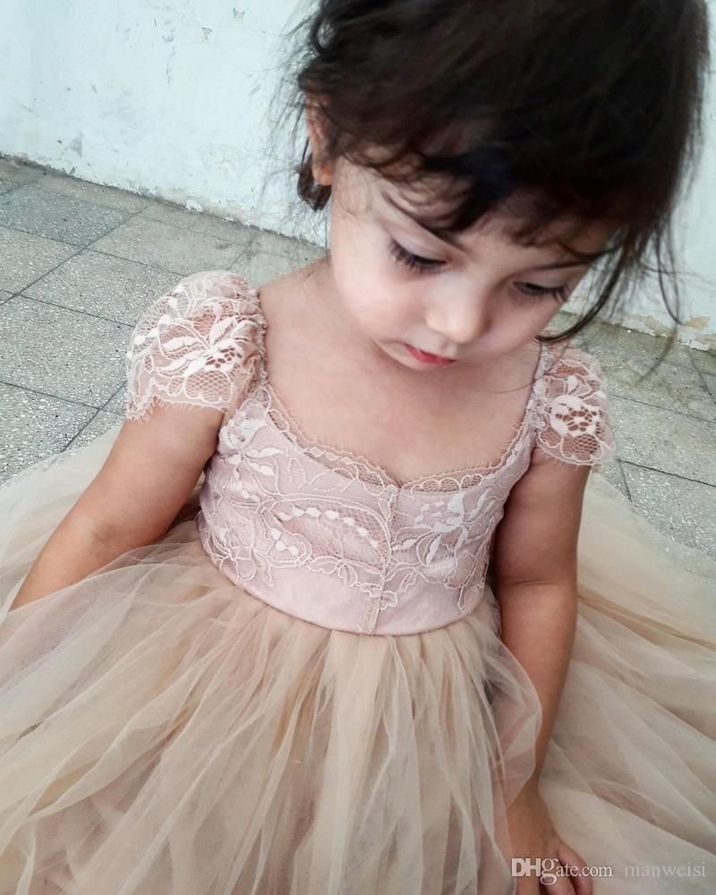 Cheap Little Tutu Flower Girls Dresses For Weddings Scoop Neck Cap