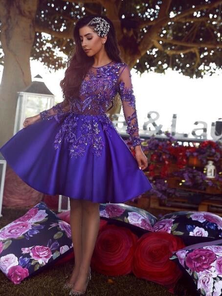 Compre 2019 Vintage Africano Árabe Real Púrpura Corto Cóctel Fiesta  Vestidos Fiesta Manga Larga Una Línea Sheer Neck Applique Vestido Moldeado  De Fiesta Vestidos De Gala A 122,29 € Del Gaogao8899 | Es.Dhgate.Com