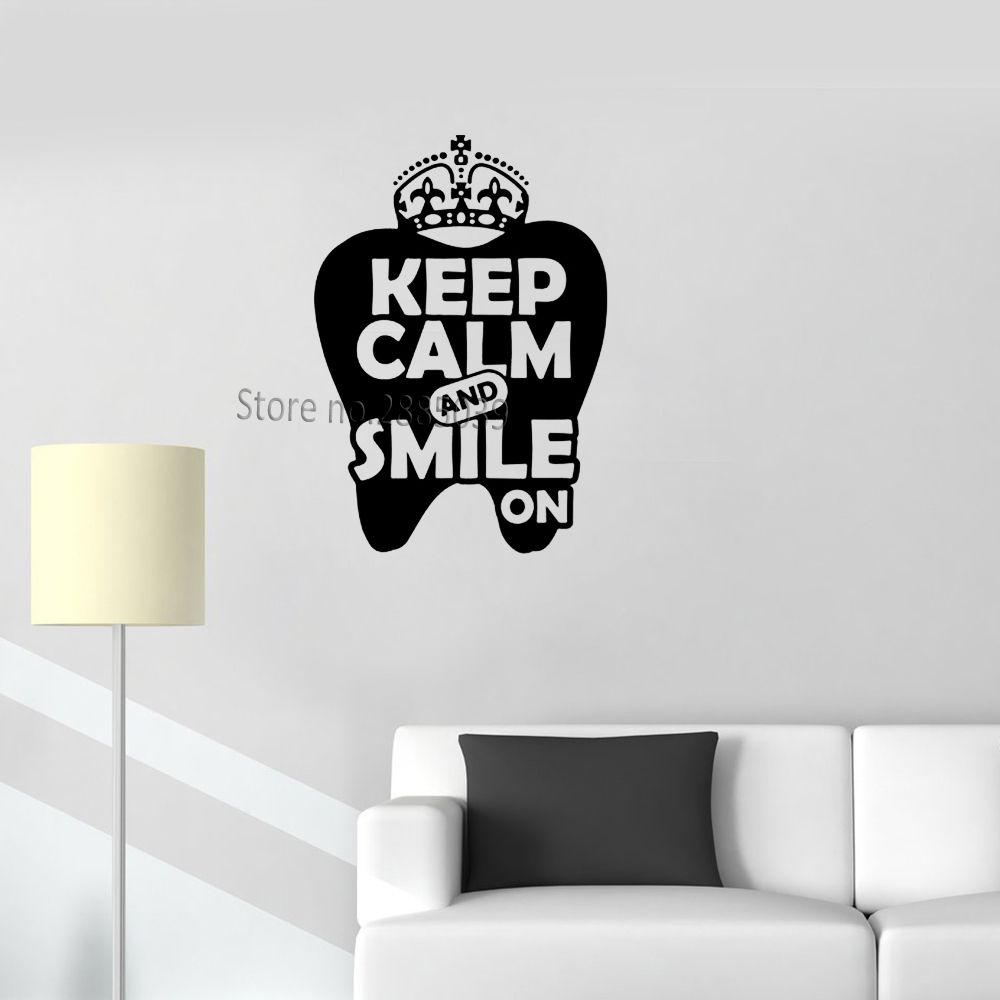 Acheter Pas Cher Nouveautes Dentiste Bureau Citation Gardez Le Calme Et Le Sourire Sur Le Vinyle Stickers Muraux Tooth Stomatologie Interieur Stickers Muraux Peintures Murales Du 12 51 Fr Dhgate