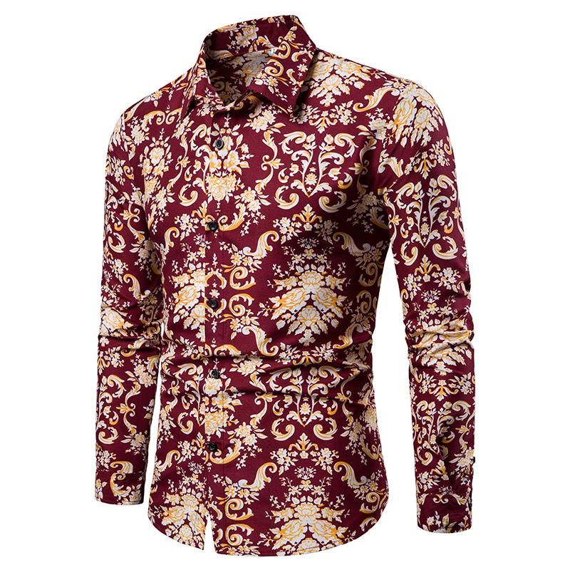 red flower shirt dress