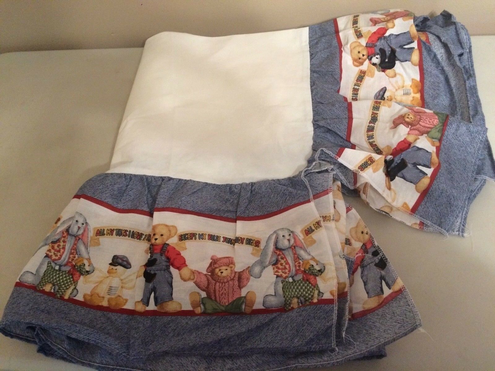 blue jean teddy bear crib bedding set