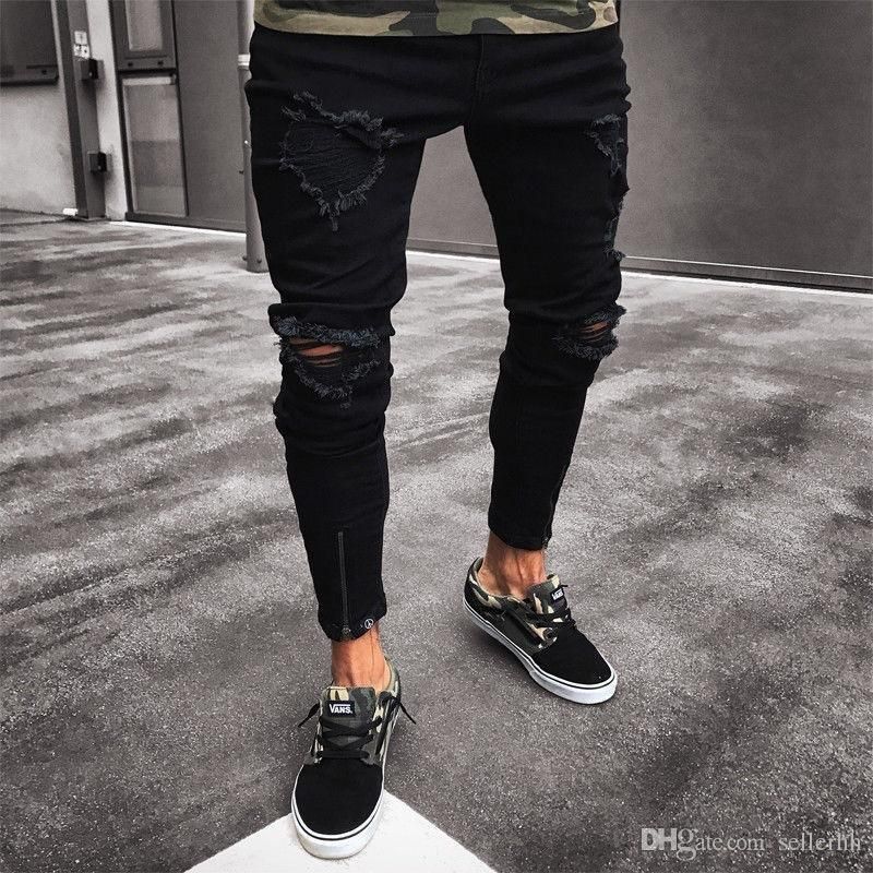 Compra Diseñador Jeans Moda Hombre Hip Hop De Gama Alta Tight Zipper Narrow  Leg Pants Jeans Hombres Pantalones Delgados Venta Al Por Mayor S Xxxl Envío  Gratis Barato | Entrega Rápida Y