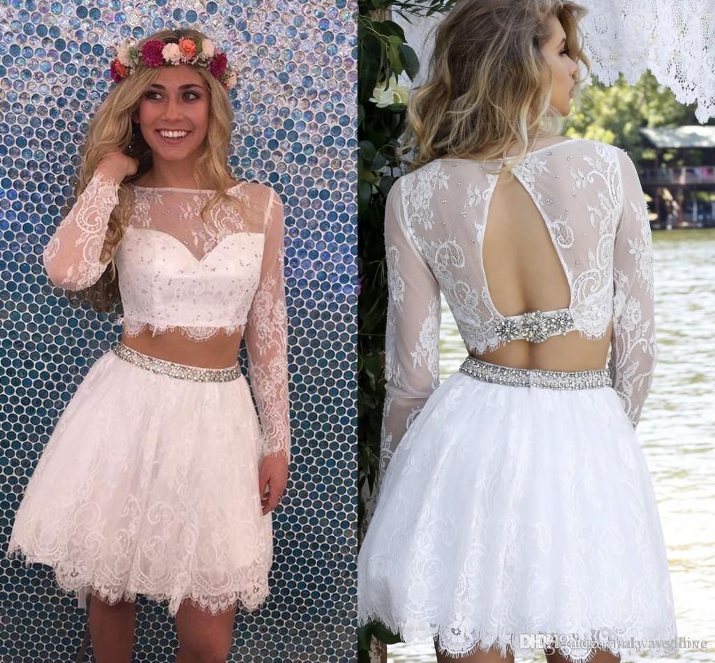 white two piece homecoming dress