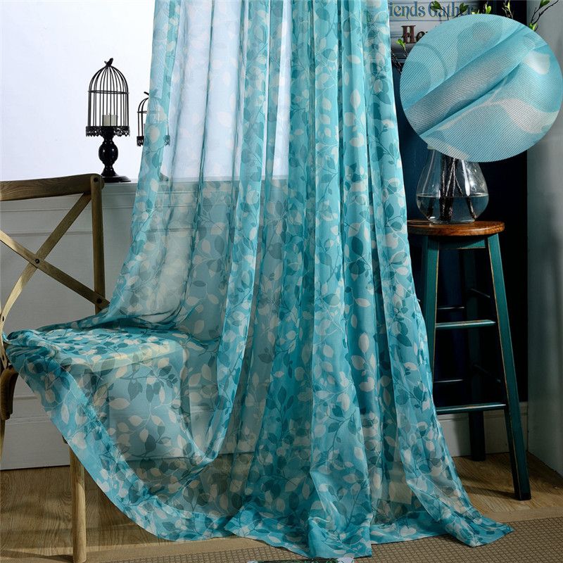 2021 Modern Blue Sheer Curtains Fabrics Past Leaf Printed Window Screen Jarl Home Decor Door Tulle Curtain Panels For Bedroom Living Room From Jarlhome 6 83 Dhgate Com 2021 Modern Blue Sheer Curtains Fabrics, Sheer Patterned Curtains Nz