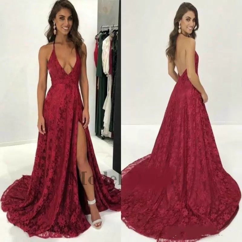 red lace debs dress