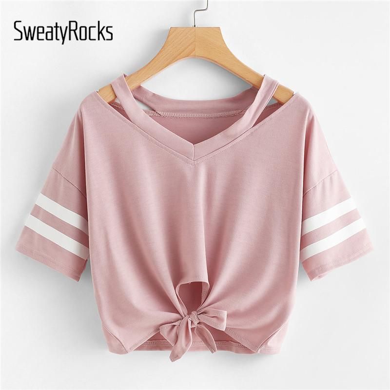 SweatyRocks Womens Casual Short Sleeve V Neck Button Striped Blouse Top SweatyRocks Womens Casual Short Sleeve V Neck Button Striped Blouse Top