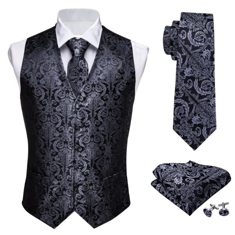 Discount Mens Vests Designer Mens Classic Black Paisley Jacquard Folral
