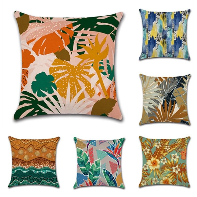 Tropical Banana Leaves Throw Cushion Covers With Zippers Square 18