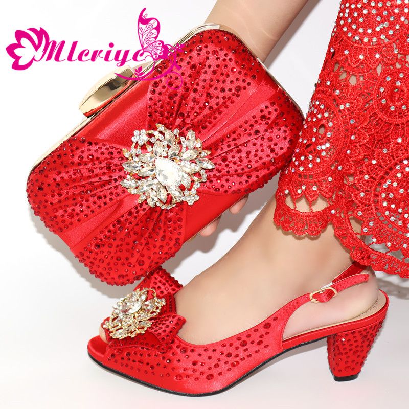 red matching shoes and bags for weddings