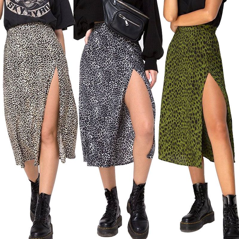 split leopard print skirt