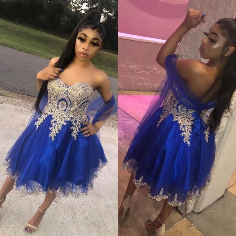 Royal Blue Short Prom Dresses Knee 